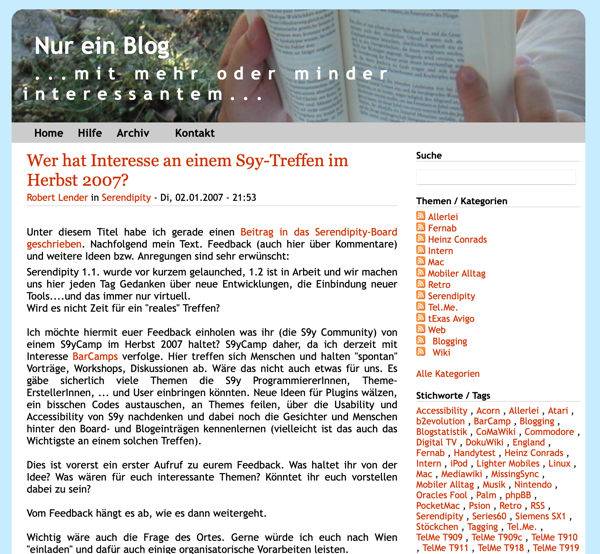 Screenshot Nur ein Blog vom 2. Jänner 2007
